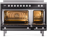 ILVE 48" Professional Plus II Series Freestanding Electric Double Oven Range with 8 Elements, Triple Glass Cool Door, Convection Oven, TFT Oven Control Display and Child Lock UPI486WMP