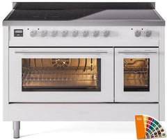 ILVE 48" Professional Plus II Series Freestanding Electric Double Oven Range with 8 Elements, Triple Glass Cool Door, Convection Oven, TFT Oven Control Display and Child Lock UPI486WMP