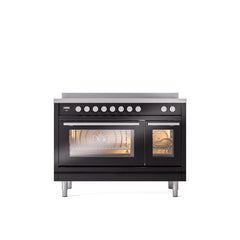 ILVE 48" Professional Plus II Series Freestanding Electric Double Oven Range with 8 Elements, Triple Glass Cool Door, Convection Oven, TFT Oven Control Display and Child Lock UPI486WMP