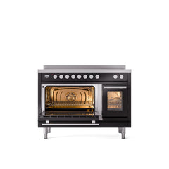 ILVE 48" Professional Plus II Series Freestanding Electric Double Oven Range with 8 Elements, Triple Glass Cool Door, Convection Oven, TFT Oven Control Display and Child Lock UPI486WMP