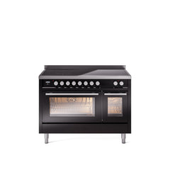 ILVE 48" Professional Plus II Series Freestanding Electric Double Oven Range with 8 Elements, Triple Glass Cool Door, Convection Oven, TFT Oven Control Display and Child Lock UPI486WMP