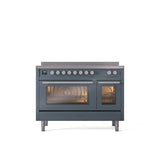 ILVE 48" Professional Plus II Series Freestanding Electric Double Oven Range with 8 Elements, Triple Glass Cool Door, Convection Oven, TFT Oven Control Display and Child Lock UPI486WMP
