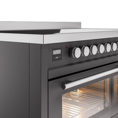 ILVE 48" Professional Plus II Series Freestanding Electric Double Oven Range with 8 Elements, Triple Glass Cool Door, Convection Oven, TFT Oven Control Display and Child Lock UPI486WMP