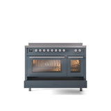ILVE 48" Professional Plus II Series Freestanding Electric Double Oven Range with 8 Elements, Triple Glass Cool Door, Convection Oven, TFT Oven Control Display and Child Lock - UPI486WMP