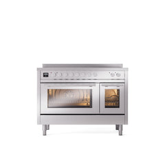 ILVE 48" Professional Plus II Series Freestanding Electric Double Oven Range with 8 Elements, Triple Glass Cool Door, Convection Oven, TFT Oven Control Display and Child Lock UPI486WMP