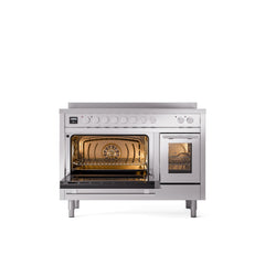 ILVE 48" Professional Plus II Series Freestanding Electric Double Oven Range with 8 Elements, Triple Glass Cool Door, Convection Oven, TFT Oven Control Display and Child Lock UPI486WMP