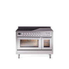 ILVE 48" Professional Plus II Series Freestanding Electric Double Oven Range with 8 Elements, Triple Glass Cool Door, Convection Oven, TFT Oven Control Display and Child Lock UPI486WMP