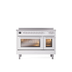 ILVE 48" Professional Plus II Series Freestanding Electric Double Oven Range with 8 Elements, Triple Glass Cool Door, Convection Oven, TFT Oven Control Display and Child Lock UPI486WMP