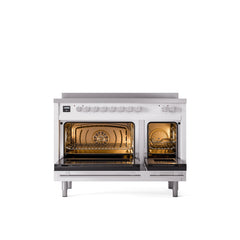 ILVE 48" Professional Plus II Series Freestanding Electric Double Oven Range with 8 Elements, Triple Glass Cool Door, Convection Oven, TFT Oven Control Display and Child Lock UPI486WMP