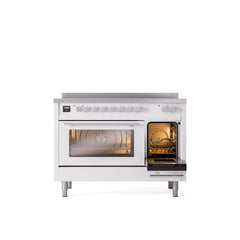 ILVE 48" Professional Plus II Series Freestanding Electric Double Oven Range with 8 Elements, Triple Glass Cool Door, Convection Oven, TFT Oven Control Display and Child Lock UPI486WMP