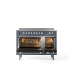 ILVE 48" Professional Plus II Series Freestanding Electric Double Oven Range with 8 Elements, Triple Glass Cool Door, Convection Oven, TFT Oven Control Display and Child Lock UPI486WMP