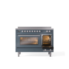 ILVE 48" Professional Plus II Series Freestanding Electric Double Oven Range with 8 Elements, Triple Glass Cool Door, Convection Oven, TFT Oven Control Display and Child Lock UPI486WMP