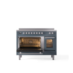 ILVE 48" Professional Plus II Series Freestanding Electric Double Oven Range with 8 Elements, Triple Glass Cool Door, Convection Oven, TFT Oven Control Display and Child Lock UPI486WMP