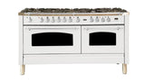 ILVE 60 Inch Nostalgie Series Freestanding Double Oven Dual Fuel Range with 8 Sealed Burners and Griddle - UPN150FDMPBLXLP