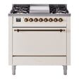 ILVE Nostalgie II 36" Dual Fuel Range with 6 Sealed Burners + Griddle Solid Door UP36FQNMP