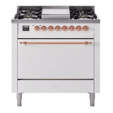 ILVE Nostalgie II 36" Dual Fuel Range with 6 Sealed Burners + Griddle Solid Door - UP36FQNMP