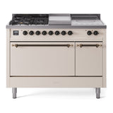 ILVE Nostalgie II 48" Dual Fuel Range with 5 Sealed Burners + Griddle + French Top Solid Door UP48FSQNMP