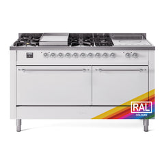 ILVE Nostalgie II 60" Dual Fuel Range with 7 Sealed Burners + Griddle + French Top Solid Door UP60FSQNMP