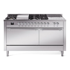 ILVE Nostalgie II 60" Dual Fuel Range with 7 Sealed Burners + Griddle + French Top Solid Door UP60FSQNMP