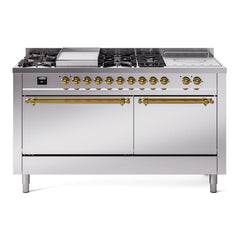ILVE Nostalgie II 60" Dual Fuel Range with 7 Sealed Burners + Griddle + French Top Solid Door UP60FSQNMP
