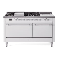 ILVE Nostalgie II 60" Dual Fuel Range with 7 Sealed Burners + Griddle + French Top Solid Door UP60FSQNMP