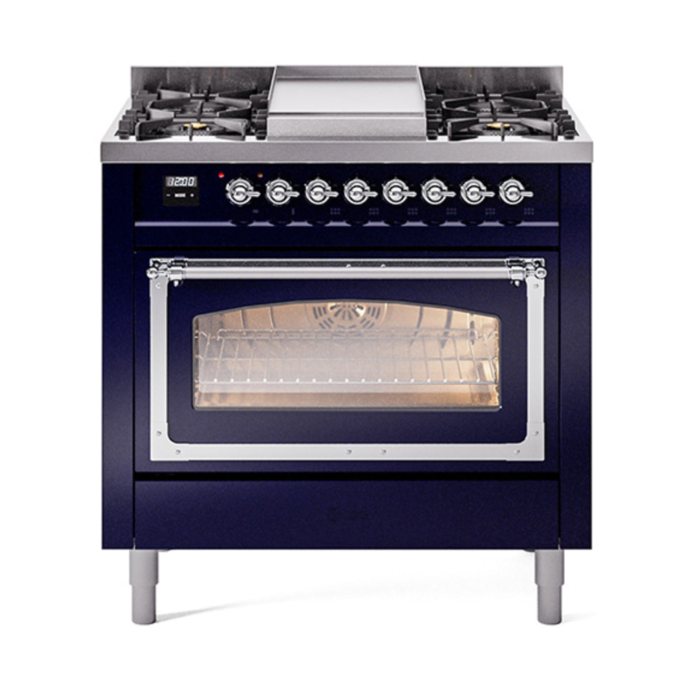 ILVE Nostalgie II Noblesse 36″ Dual Fuel Range Triple Glass Door - UN36FNMP