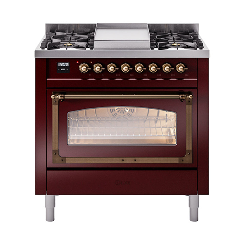 ILVE Nostalgie II Noblesse 36″ Dual Fuel Range Triple Glass Door - UN36FNMP