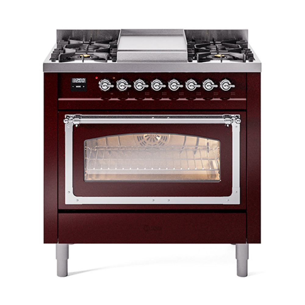 ILVE Nostalgie II Noblesse 36″ Dual Fuel Range Triple Glass Door - UN36FNMP