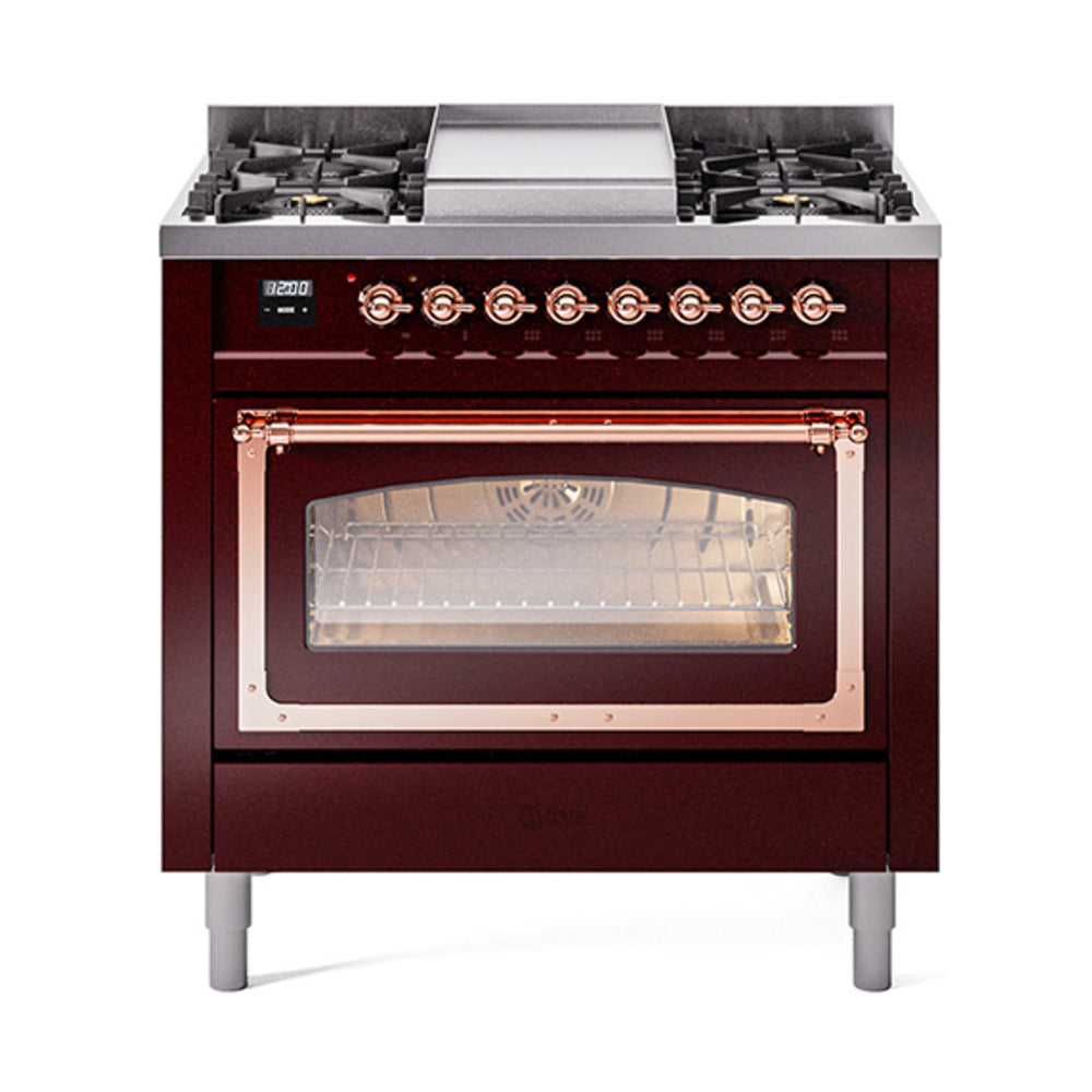 ILVE Nostalgie II Noblesse 36″ Dual Fuel Range Triple Glass Door - UN36FNMP