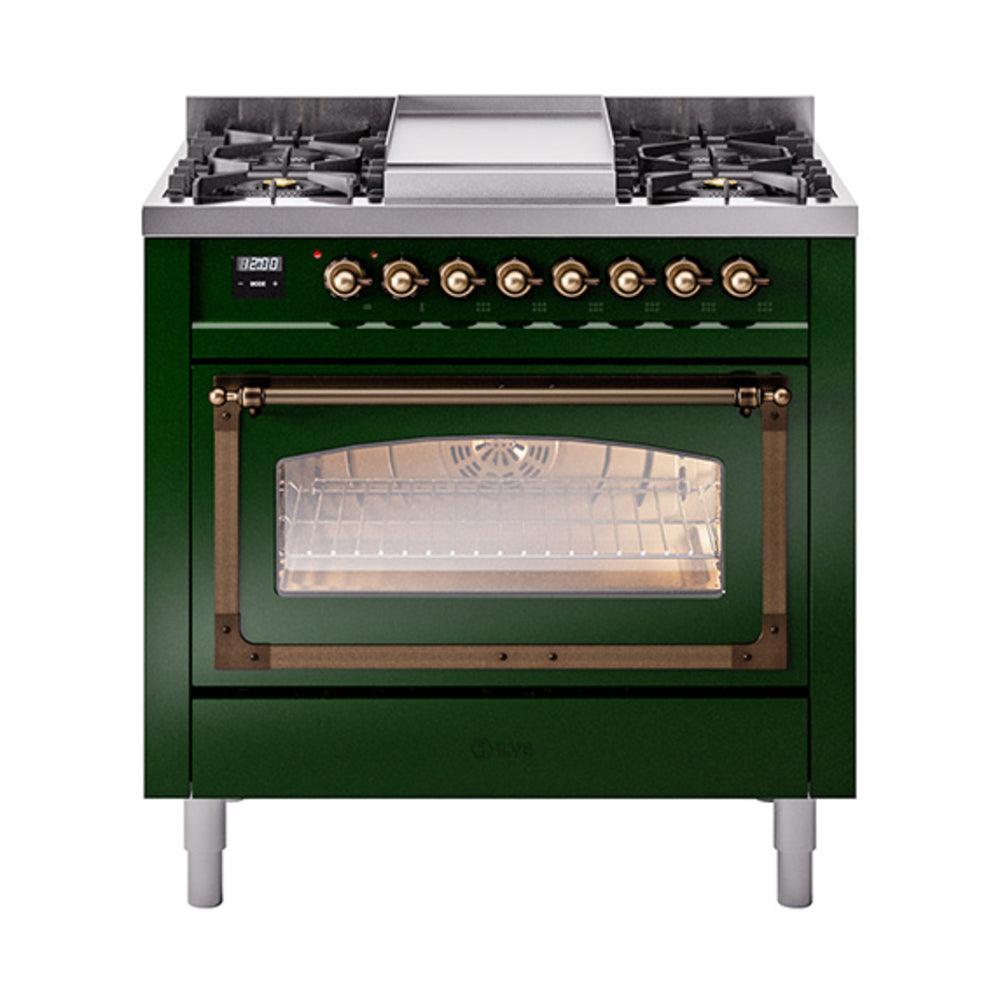 ILVE Nostalgie II Noblesse 36″ Dual Fuel Range Triple Glass Door - UN36FNMP