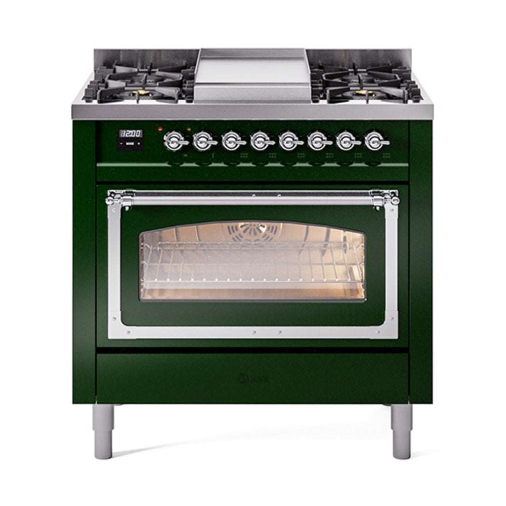 ILVE Nostalgie II Noblesse 36″ Dual Fuel Range Triple Glass Door - UN36FNMP