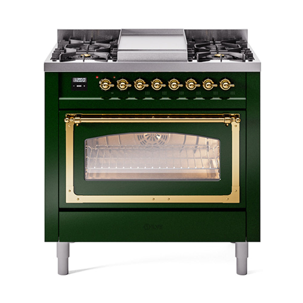 ILVE Nostalgie II Noblesse 36″ Dual Fuel Range Triple Glass Door - UN36FNMP