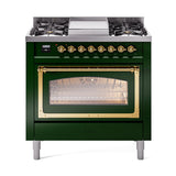 ILVE Nostalgie II Noblesse 36″ Dual Fuel Range Triple Glass Door - UN36FNMP