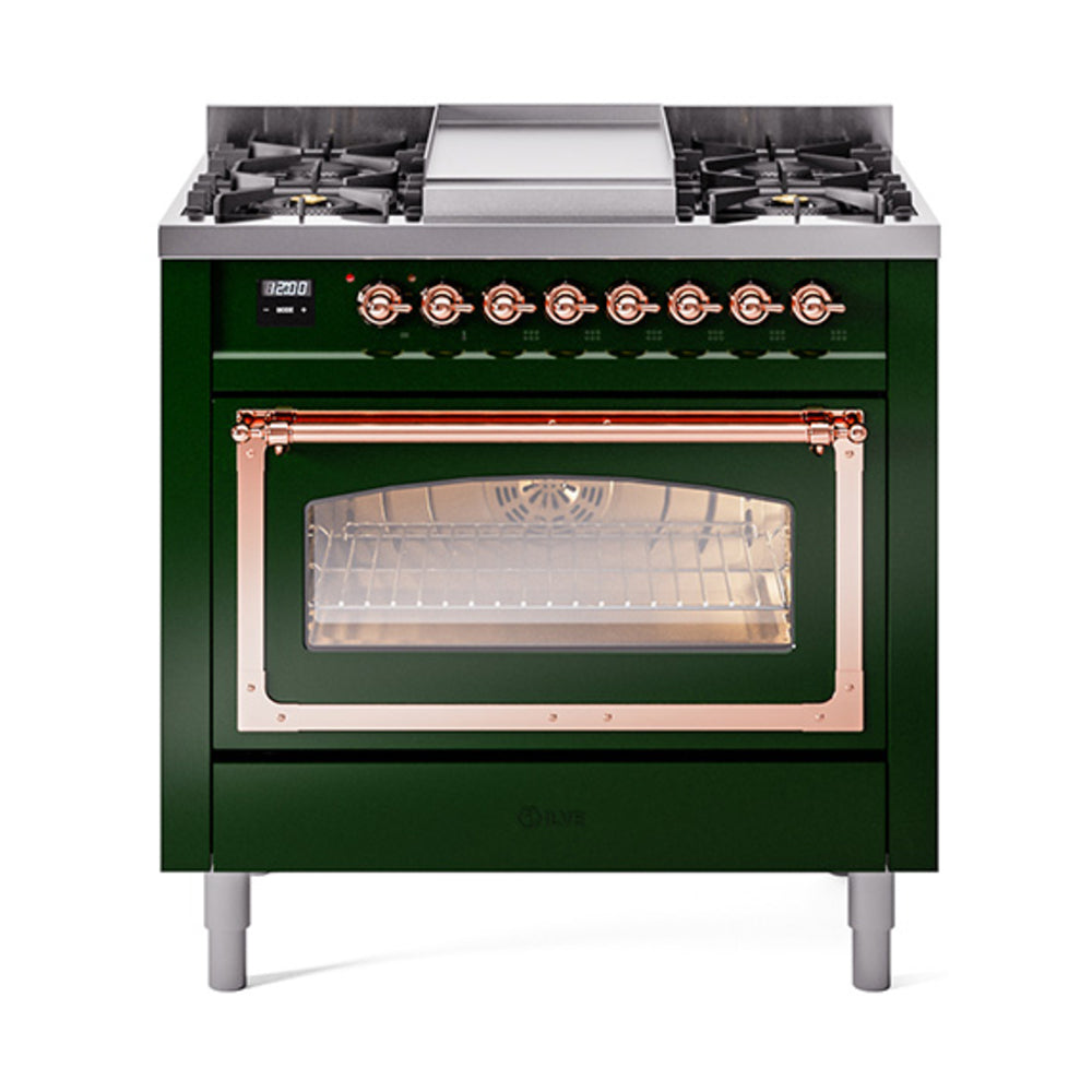 ILVE Nostalgie II Noblesse 36″ Dual Fuel Range Triple Glass Door - UN36FNMP