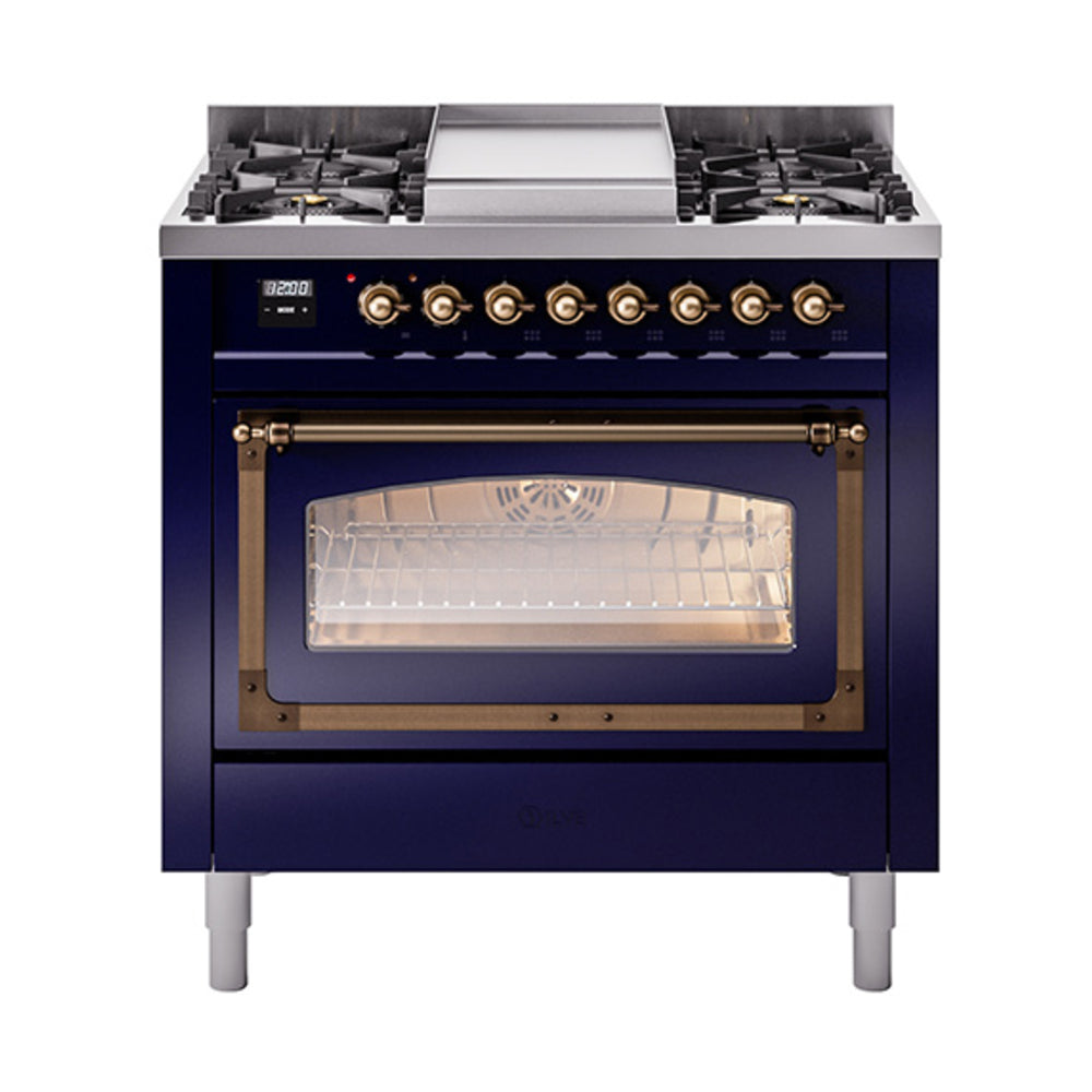 ILVE Nostalgie II Noblesse 36″ Dual Fuel Range Triple Glass Door - UN36FNMP