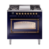 ILVE Nostalgie II Noblesse 36″ Dual Fuel Range Triple Glass Door - UN36FNMP