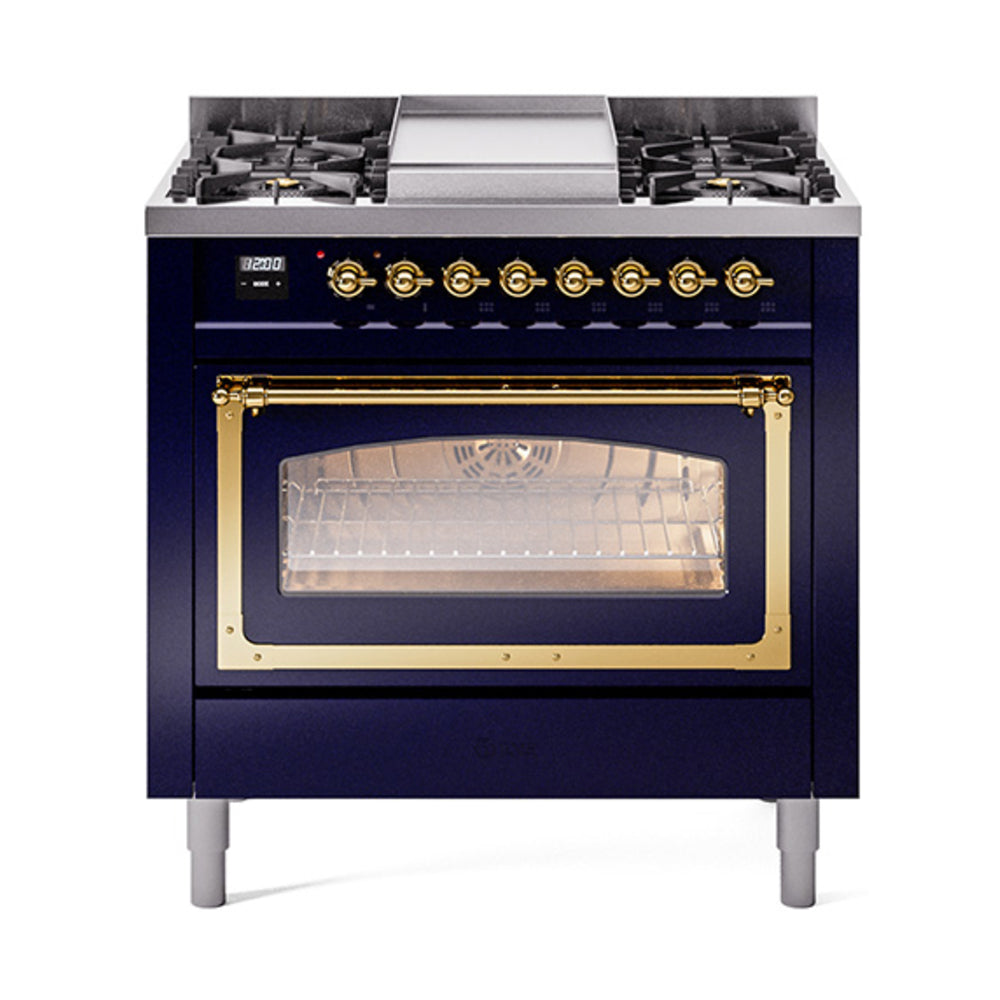 ILVE Nostalgie II Noblesse 36″ Dual Fuel Range Triple Glass Door - UN36FNMP