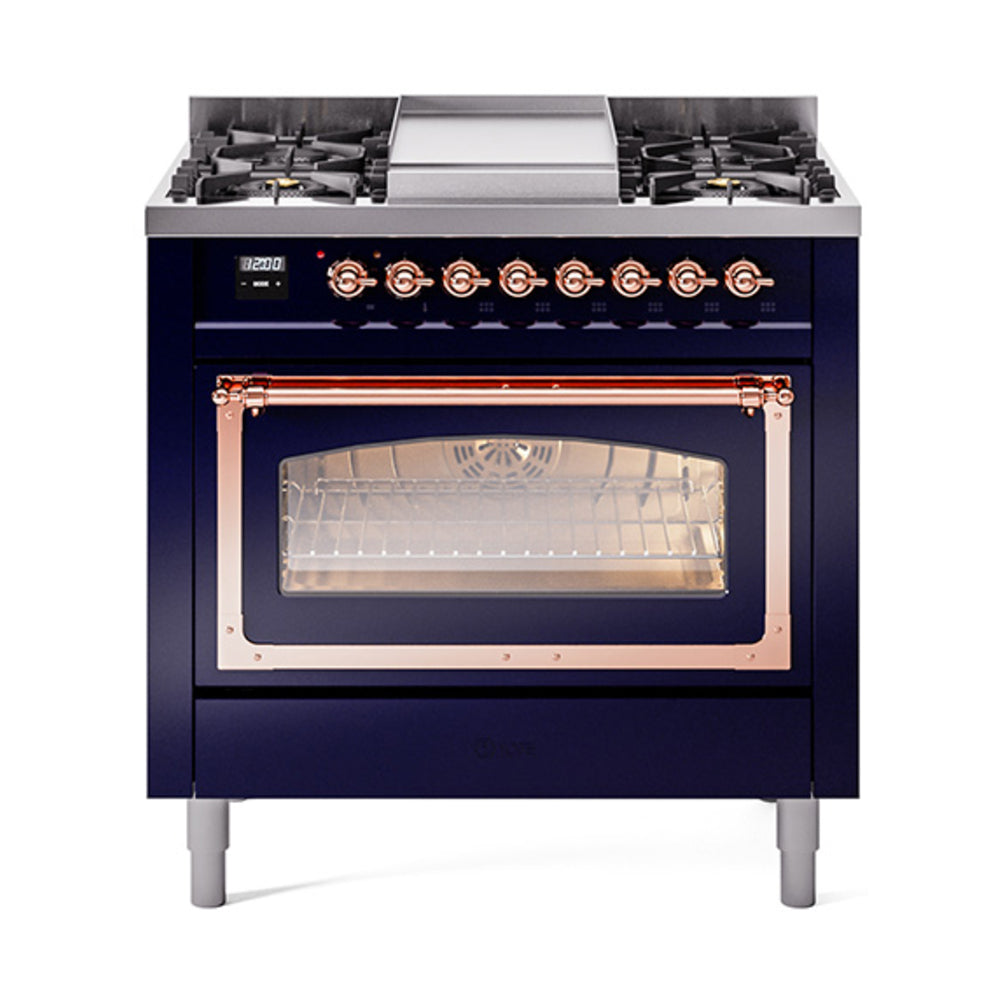 ILVE Nostalgie II Noblesse 36″ Dual Fuel Range Triple Glass Door - UN36FNMP
