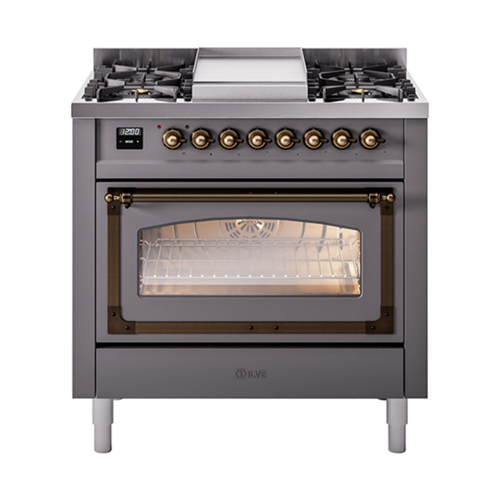 ILVE Nostalgie II Noblesse 36″ Dual Fuel Range Triple Glass Door - UN36FNMP