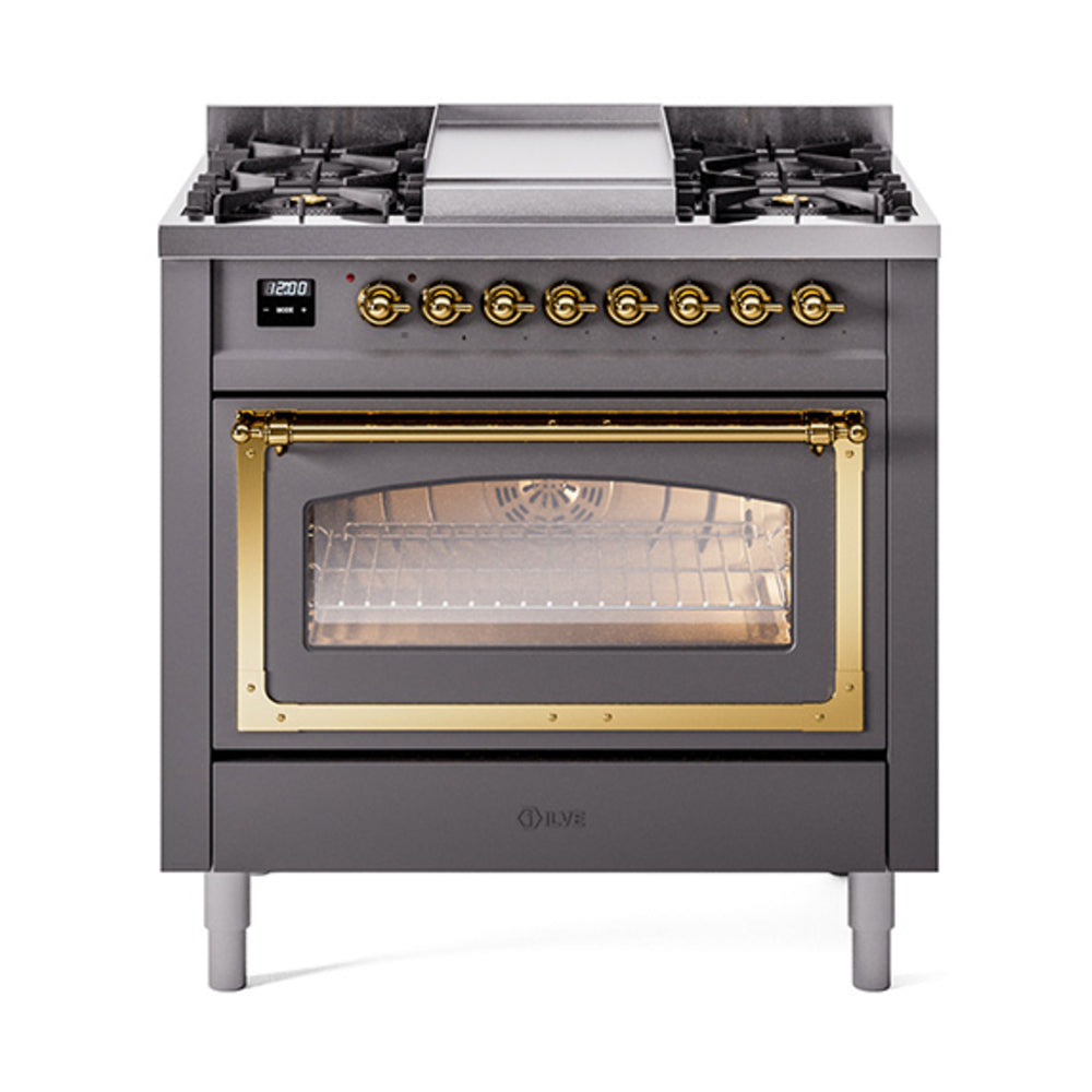 ILVE Nostalgie II Noblesse 36″ Dual Fuel Range Triple Glass Door - UN36FNMP