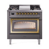 ILVE Nostalgie II Noblesse 36″ Dual Fuel Range Triple Glass Door - UN36FNMP