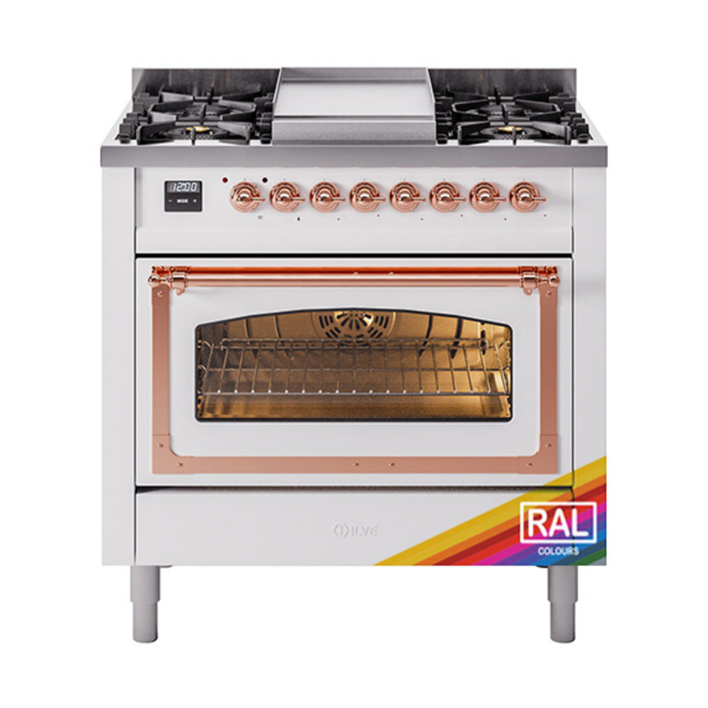ILVE Nostalgie II Noblesse 36″ Dual Fuel Range Triple Glass Door - UN36FNMP