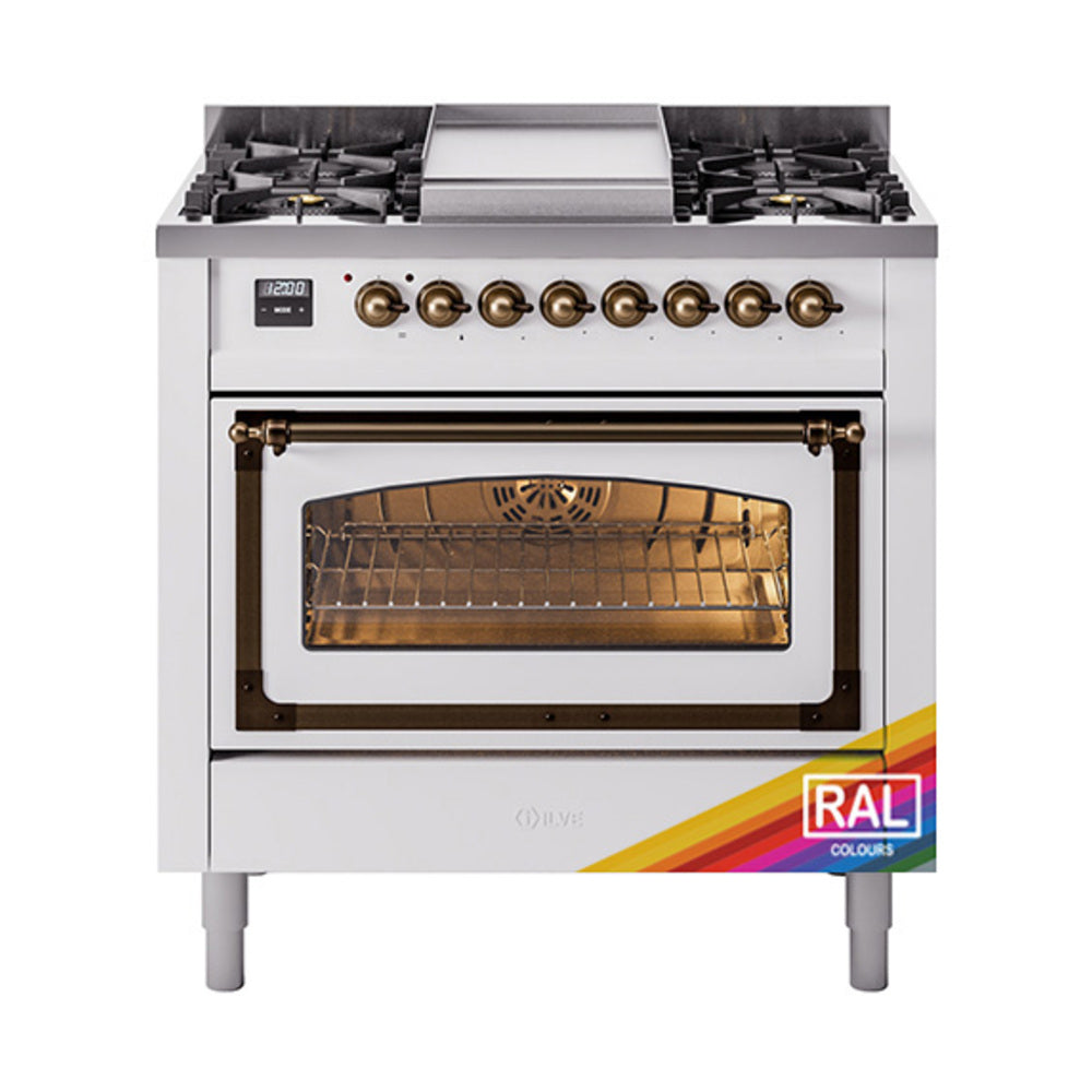 ILVE Nostalgie II Noblesse 36″ Dual Fuel Range Triple Glass Door - UN36FNMP
