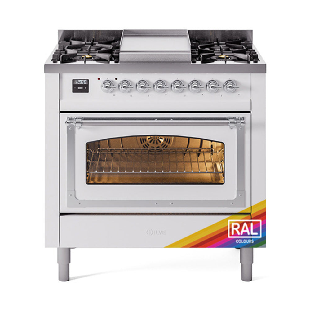 ILVE Nostalgie II Noblesse 36″ Dual Fuel Range Triple Glass Door - UN36FNMP
