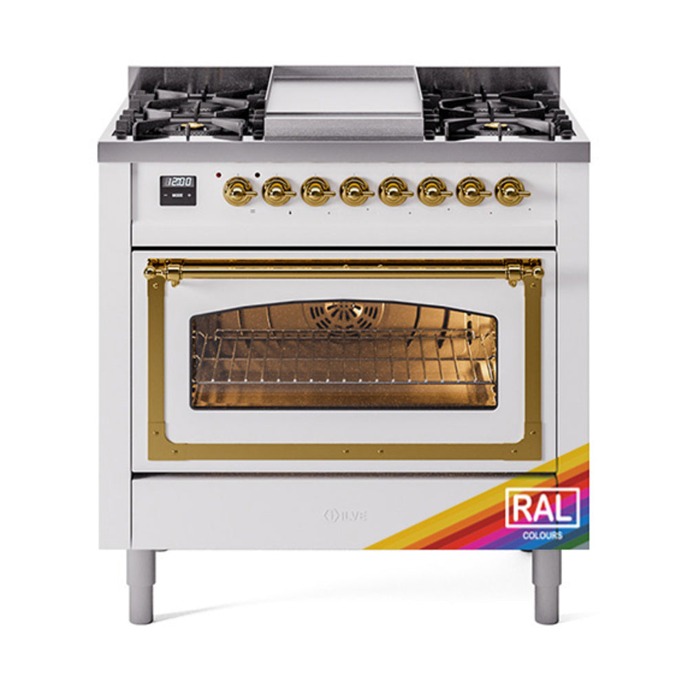 ILVE Nostalgie II Noblesse 36″ Dual Fuel Range Triple Glass Door - UN36FNMP