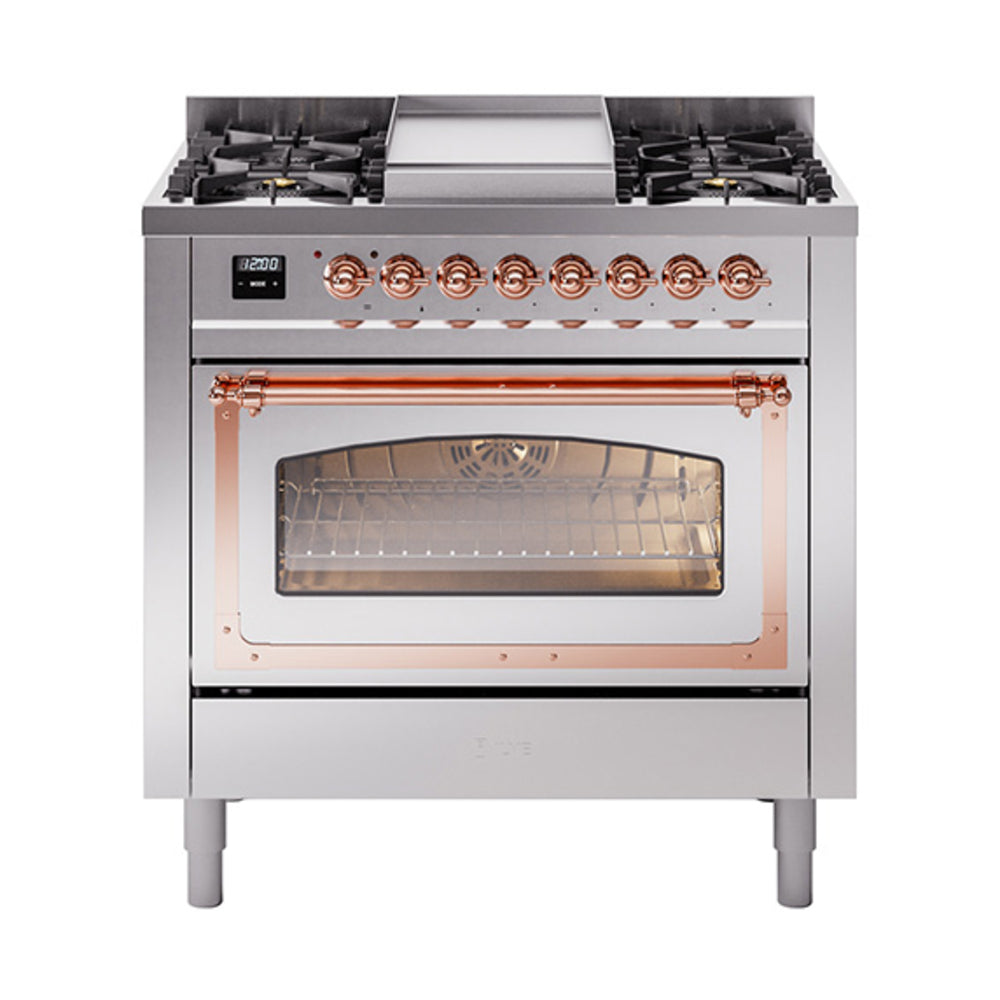 ILVE Nostalgie II Noblesse 36″ Dual Fuel Range Triple Glass Door - UN36FNMP