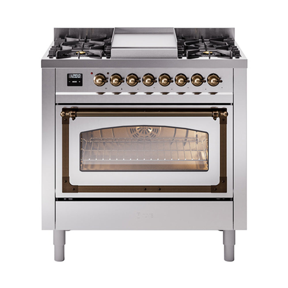 ILVE Nostalgie II Noblesse 36″ Dual Fuel Range Triple Glass Door - UN36FNMP