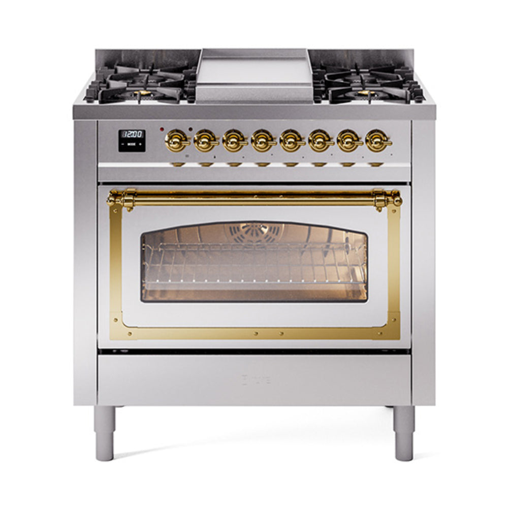 ILVE Nostalgie II Noblesse 36″ Dual Fuel Range Triple Glass Door - UN36FNMP