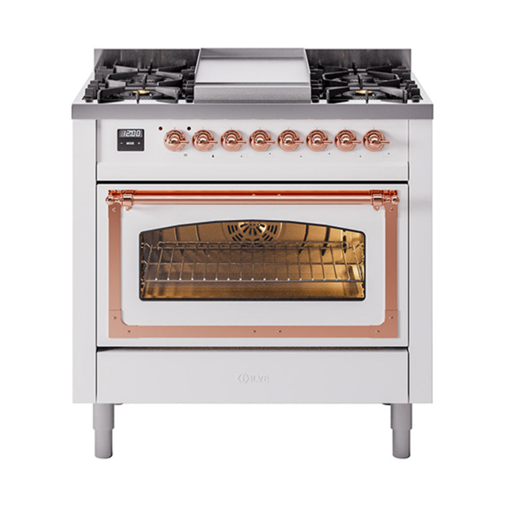 ILVE Nostalgie II Noblesse 36″ Dual Fuel Range Triple Glass Door - UN36FNMP