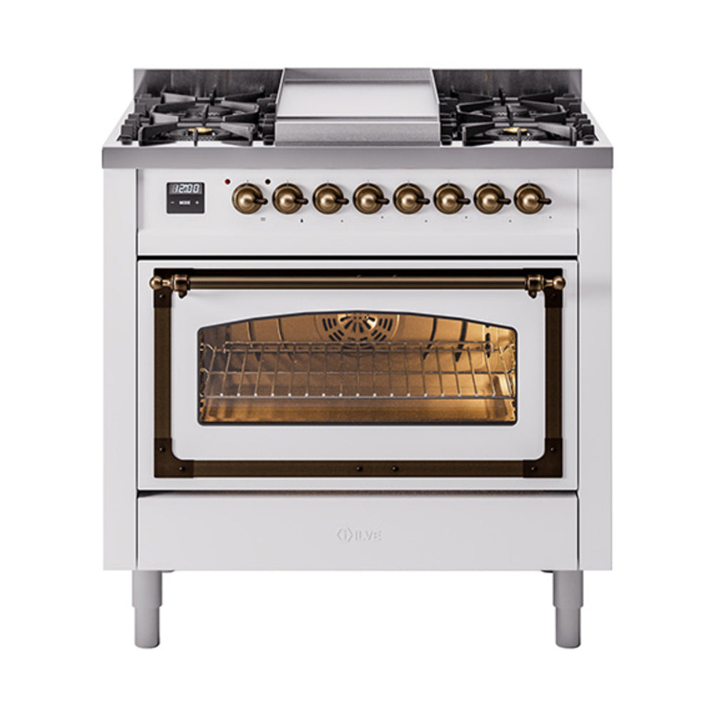 ILVE Nostalgie II Noblesse 36″ Dual Fuel Range Triple Glass Door - UN36FNMP